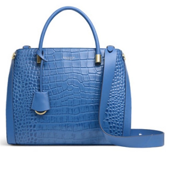 🌟 New Radley London Light Blue Croc Embosed Leather Satchel/Shoulder Bag - Picture 1 of 15